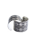 Hasto by Hasti Oxidised German Silver Concentric Circle Panel Wide Cuff Bracelet for Women – Navratri, Saree & Festive Outfits