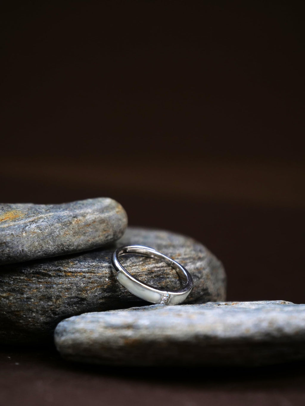 Hasto by Hasti Silver Minimal Band Ring for Women & Girls | Sleek Stone Detail Ring | Daily Wear, Office, Party & Gift Fashion Ring