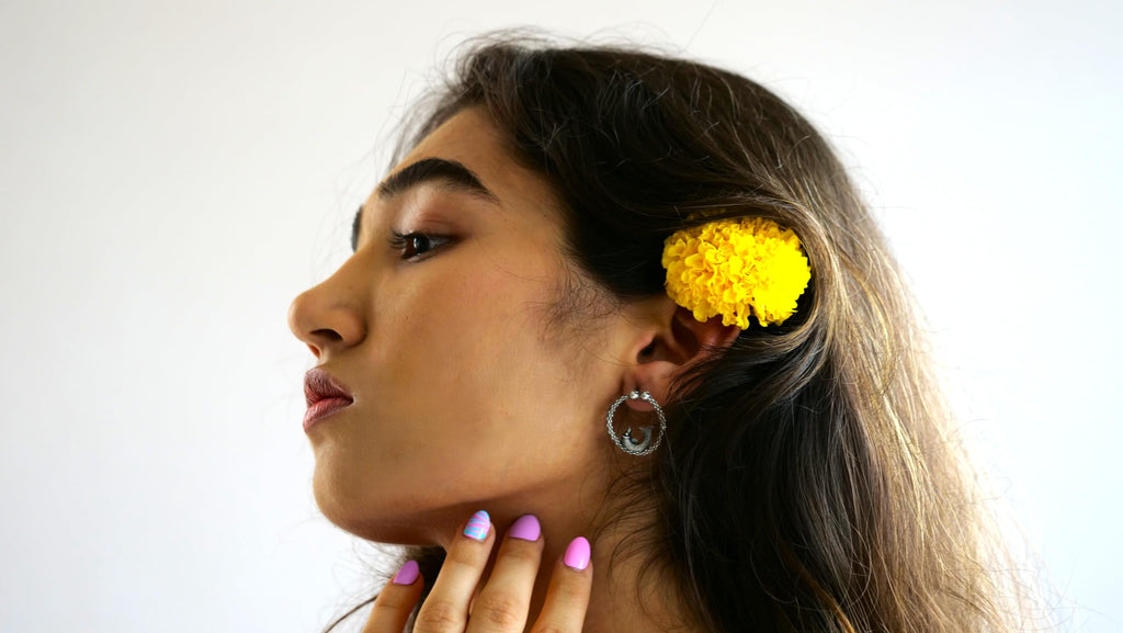Hasto by Hasti Oxidised German Silver Fish Motif Round Bali Hoop Earrings for Women | Ethnic Kurti Earrings