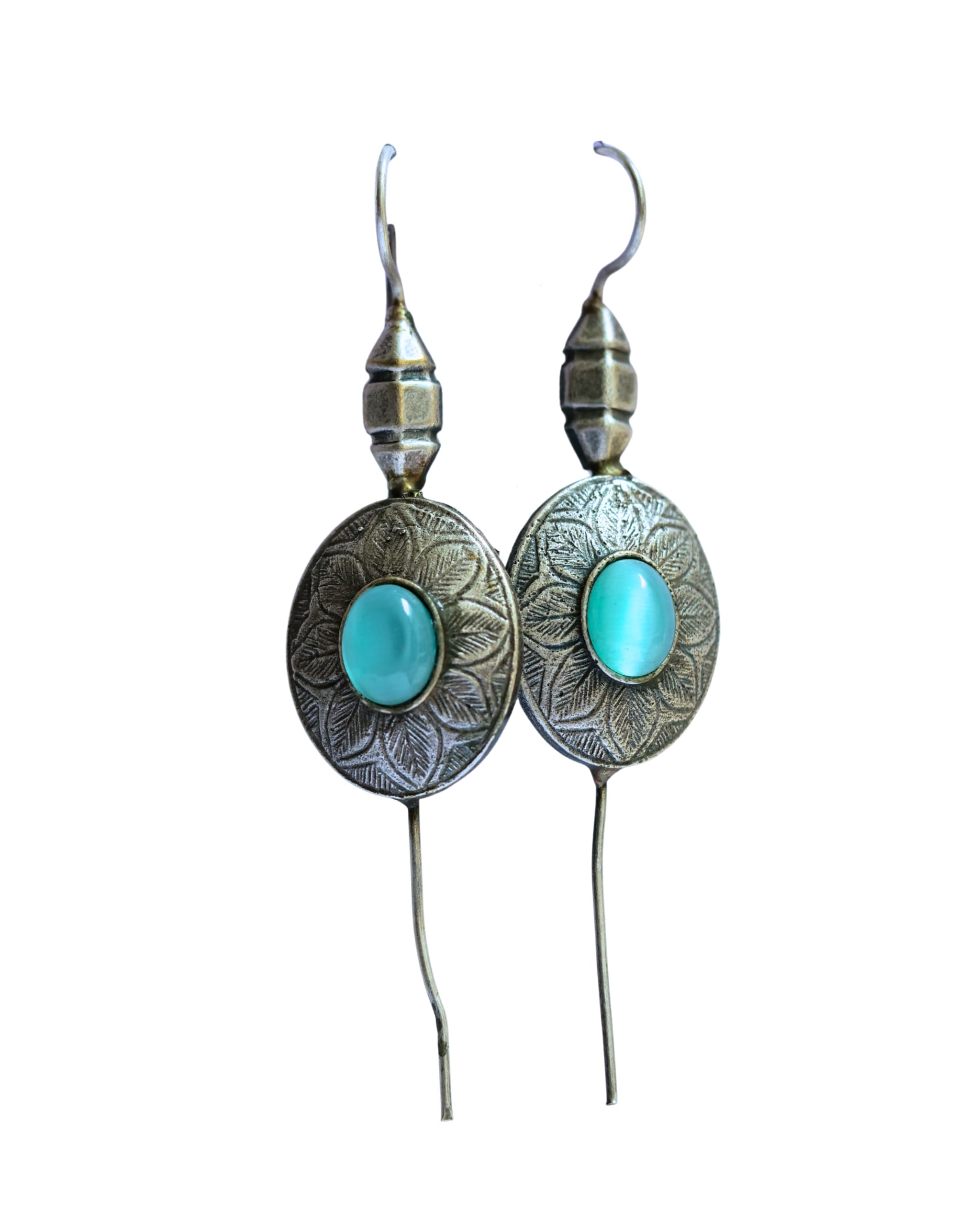 Hasto by Hasti Oxidised German Silver Floral Stone Bugadi Style Earrings for Women | Navratri Earrings, Kurti Earrings, Garba Jewellery & Saree Wear