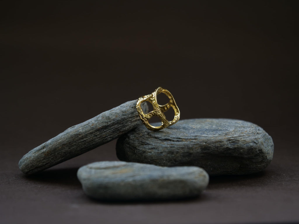 Hasto Molten Dual Adjustable Gold Statement Ring for Women | Geometric Open Ring | Trendy Jewelry