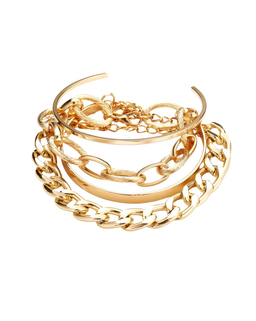 Gold Plated Chunky Chain Bracelet Combo for Women (Pack of 4)