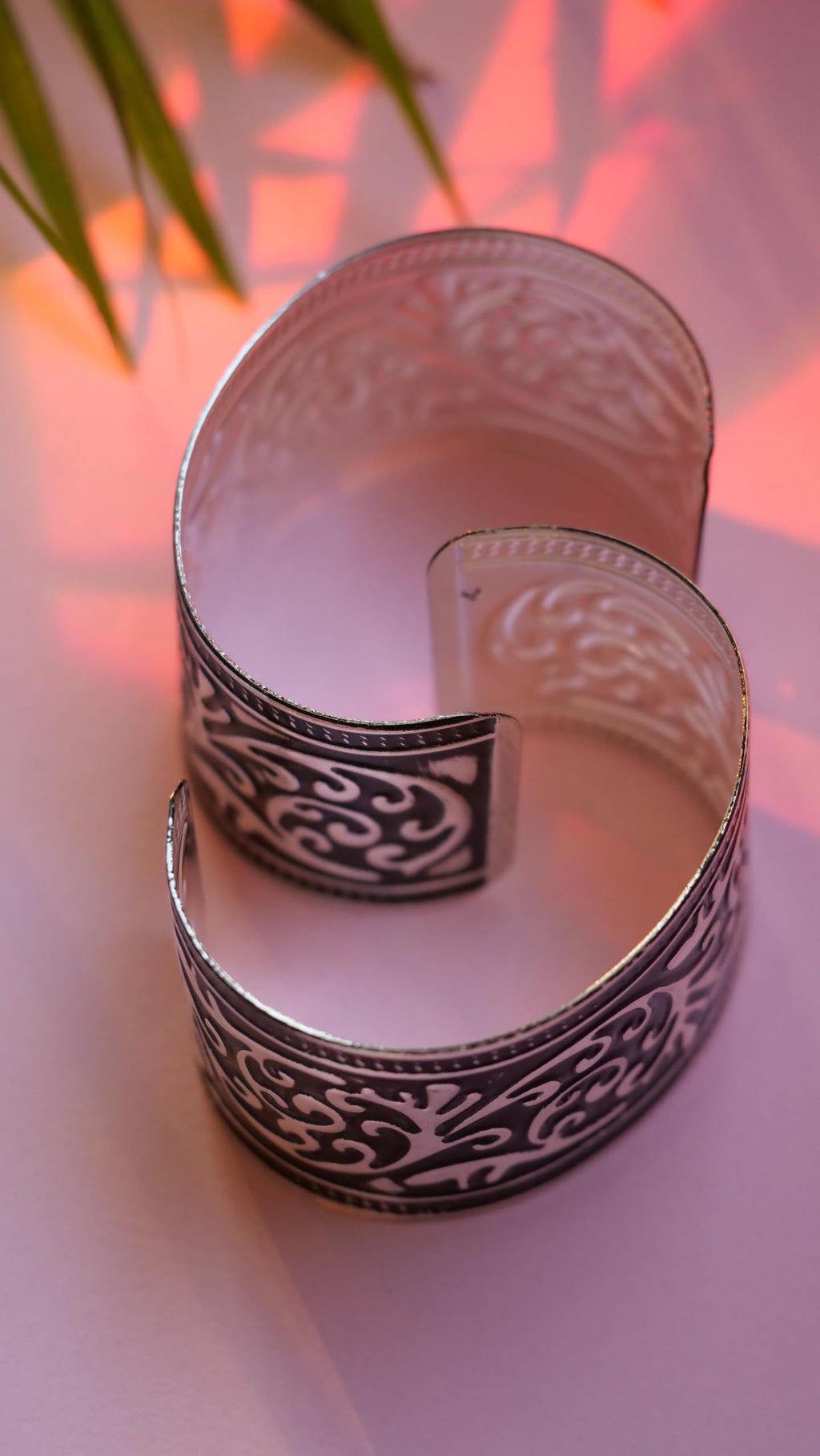 Hasto by Hasti Oxidised German Silver Floral Vine Wide Cuff Bracelet for Women – Navratri, Garba & Chaniya Choli Looks