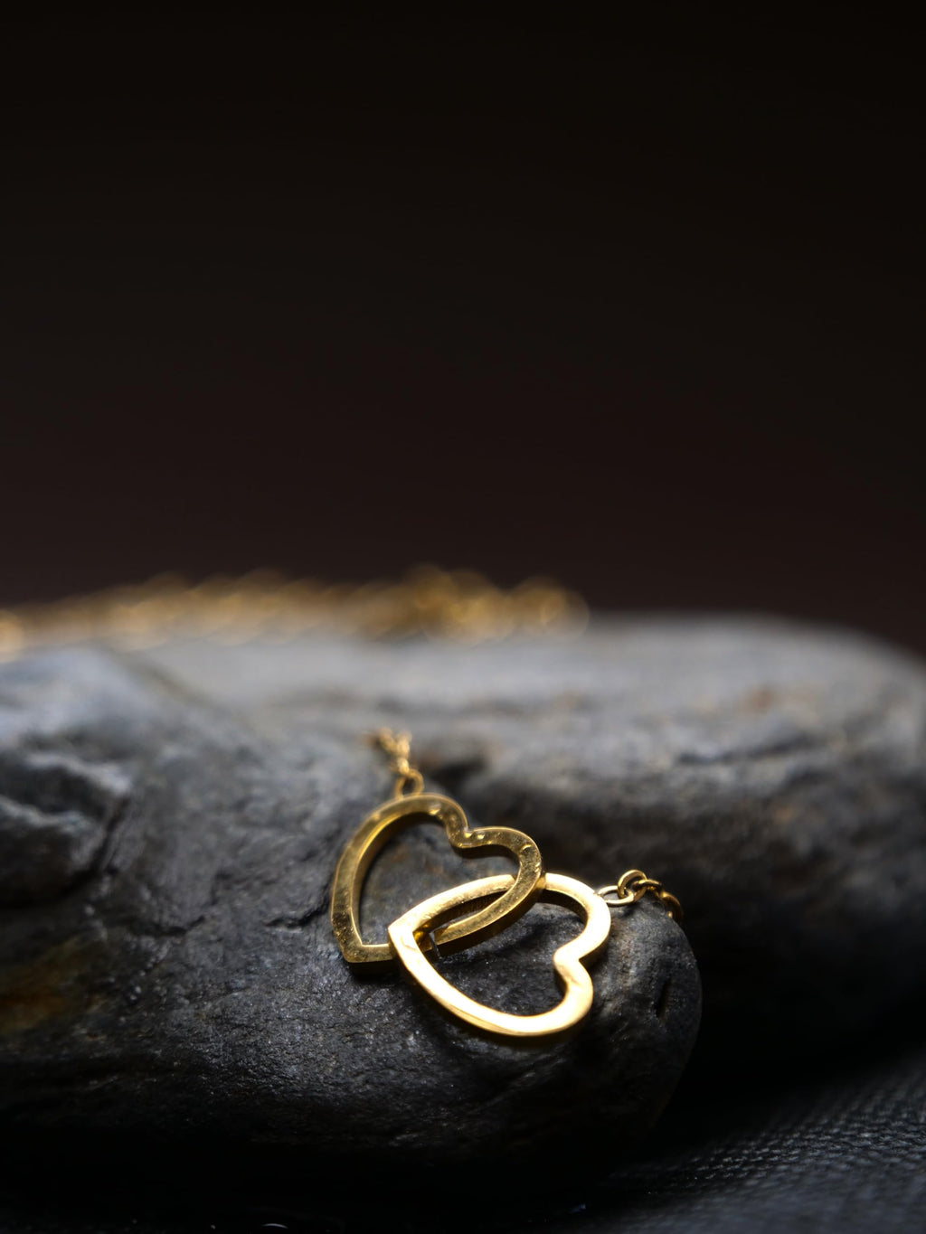 Hasto by Hasti Gold Interlocked Heart Necklace for Women & Girls | Minimal Double Heart Pendant Necklace | Daily Wear, Date, Party & Gift Jewellery