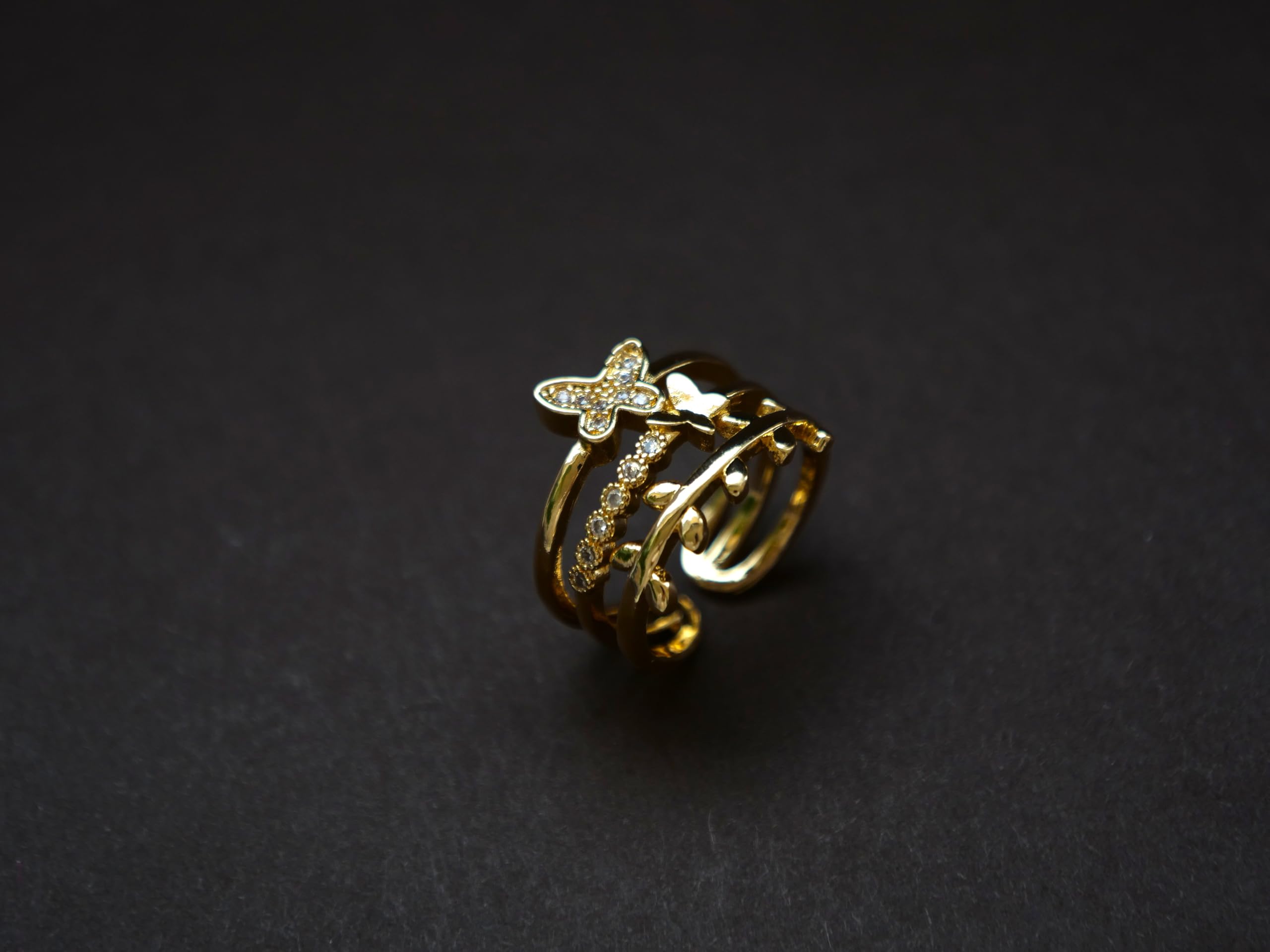 Hasto Gold Butterfly Adjustable Ring for Women & Girls