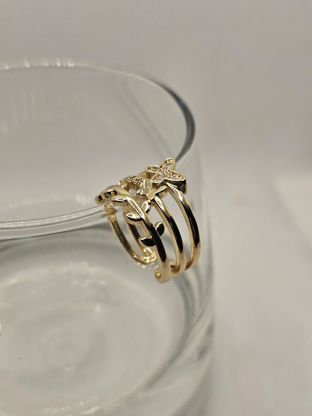 Hasto Gold Butterfly Adjustable Ring for Women & Girls