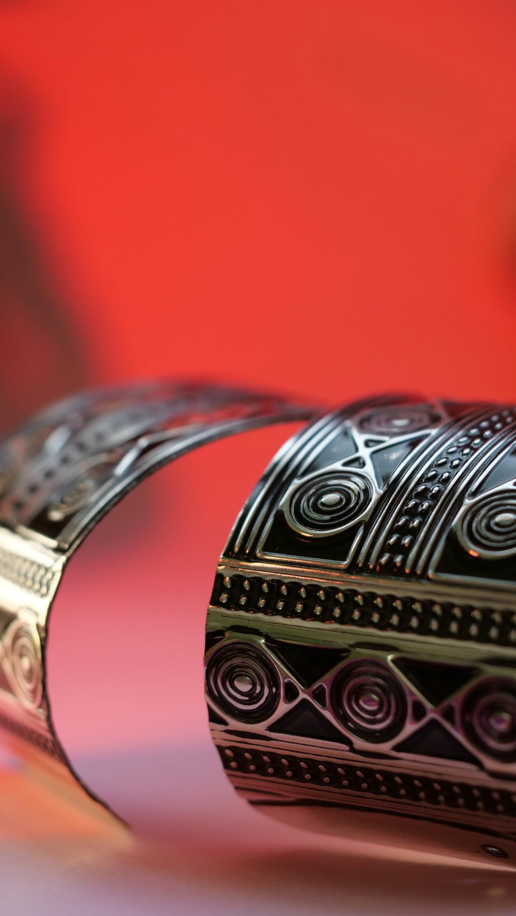 Hasto by Hasti Oxidised German Silver Concentric Circle Panel Wide Cuff Bracelet for Women – Navratri, Saree & Festive Outfits