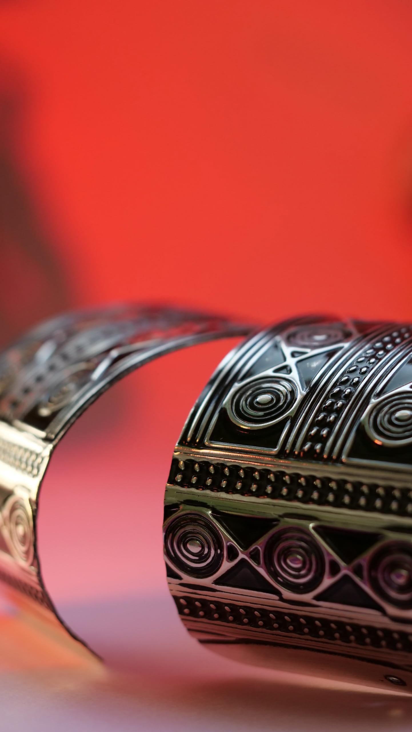 Hasto by Hasti Oxidised German Silver Concentric Circle Panel Wide Cuff Bracelet for Women – Navratri, Saree & Festive Outfits