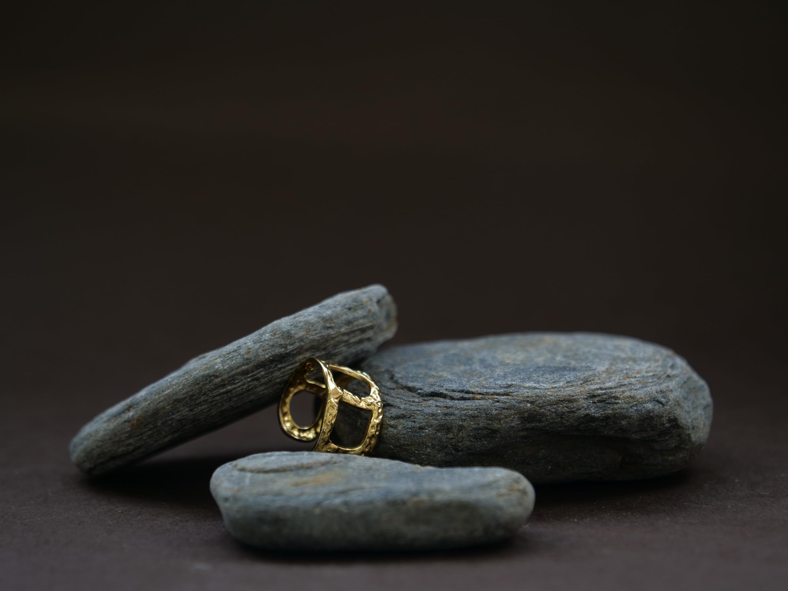Hasto Molten Dual Adjustable Gold Statement Ring for Women | Geometric Open Ring | Trendy Jewelry