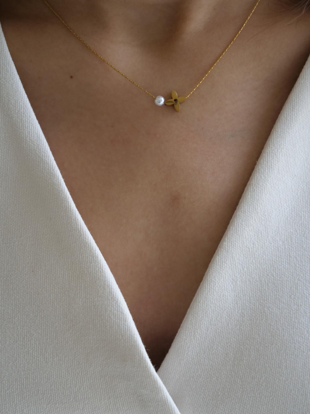 Hasto by Hasti Gold Butterfly Pearl Necklace for Women & Girls | Minimal Butterfly Pendant with Pearl Detail | Cute Daily Wear, Party, Date Wear & Gift Jewellery