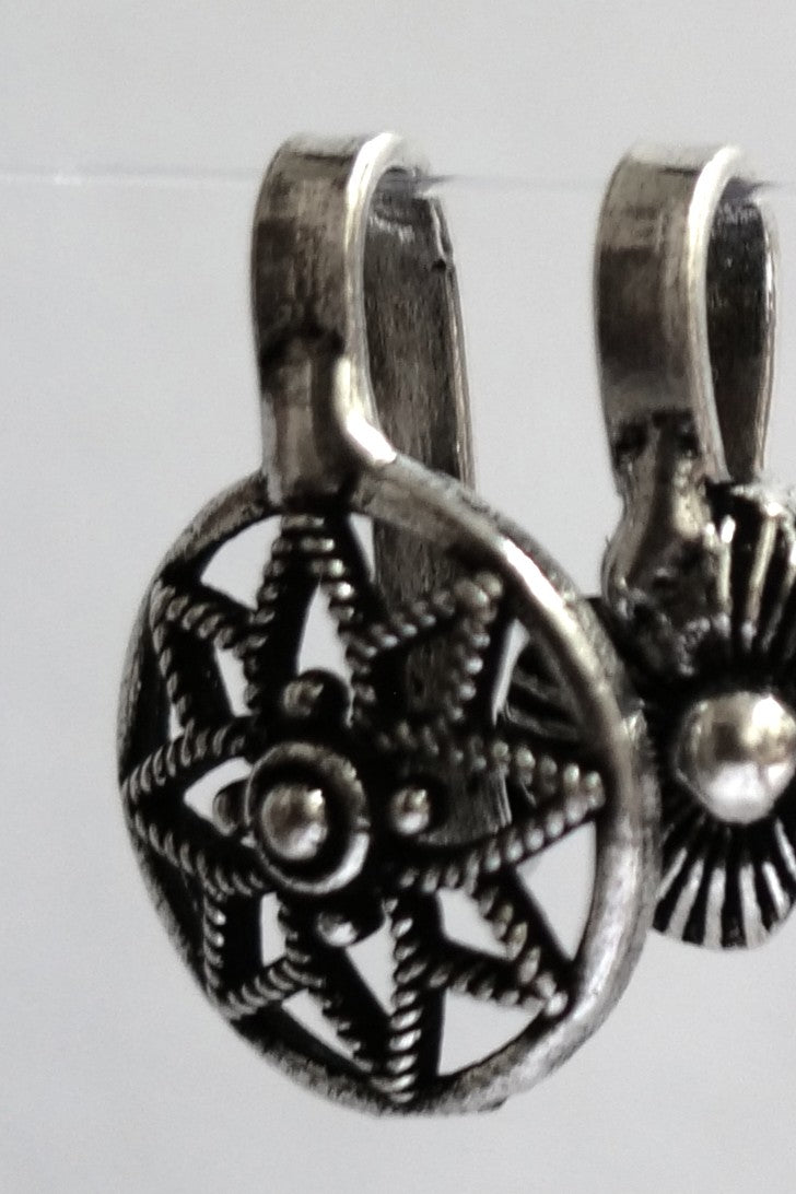 Hasto by Hasti Oxidised Silver-Tone Clip-On Nose Pins for Women, Floral & Geometric Patterns