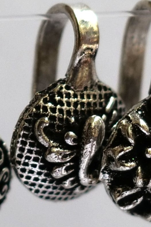 Hasto by Hasti Oxidised Silver-Tone Clip-On Nose Pins for Women, Floral & Geometric Patterns