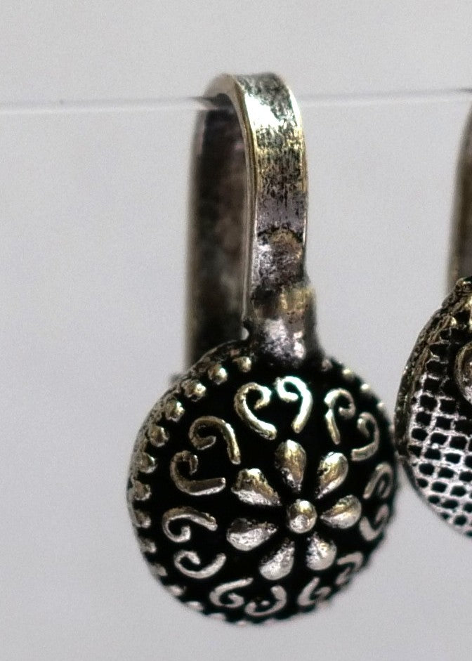 Hasto by Hasti Oxidised Silver-Tone Clip-On Nose Pins for Women, Floral & Geometric Patterns
