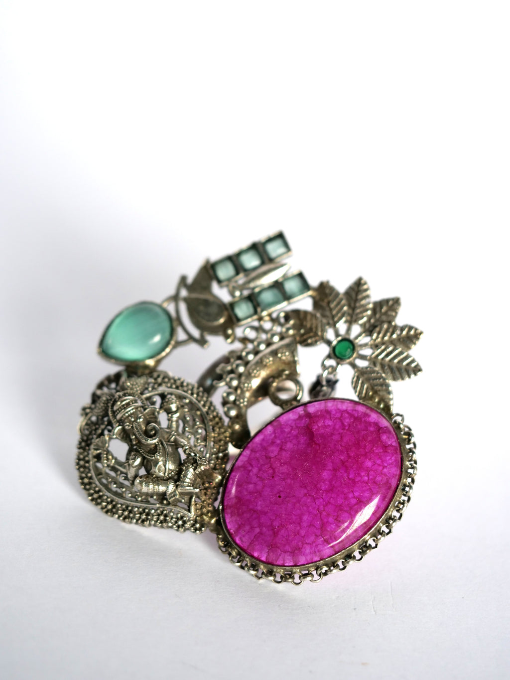 Fuchsia Ganesha One-of-a-Kind Statement Ring for Women
