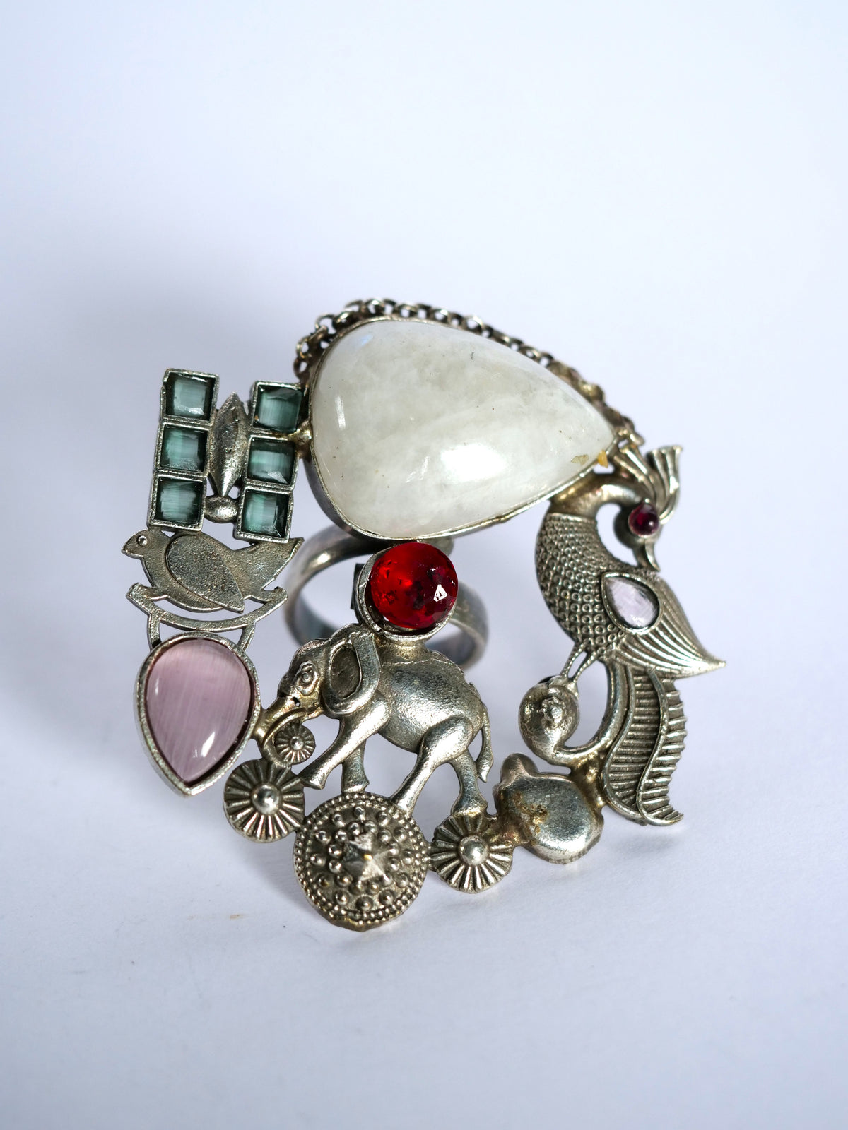 Ivory Ember Peacock One-of-a-Kind Statement Ring for Women