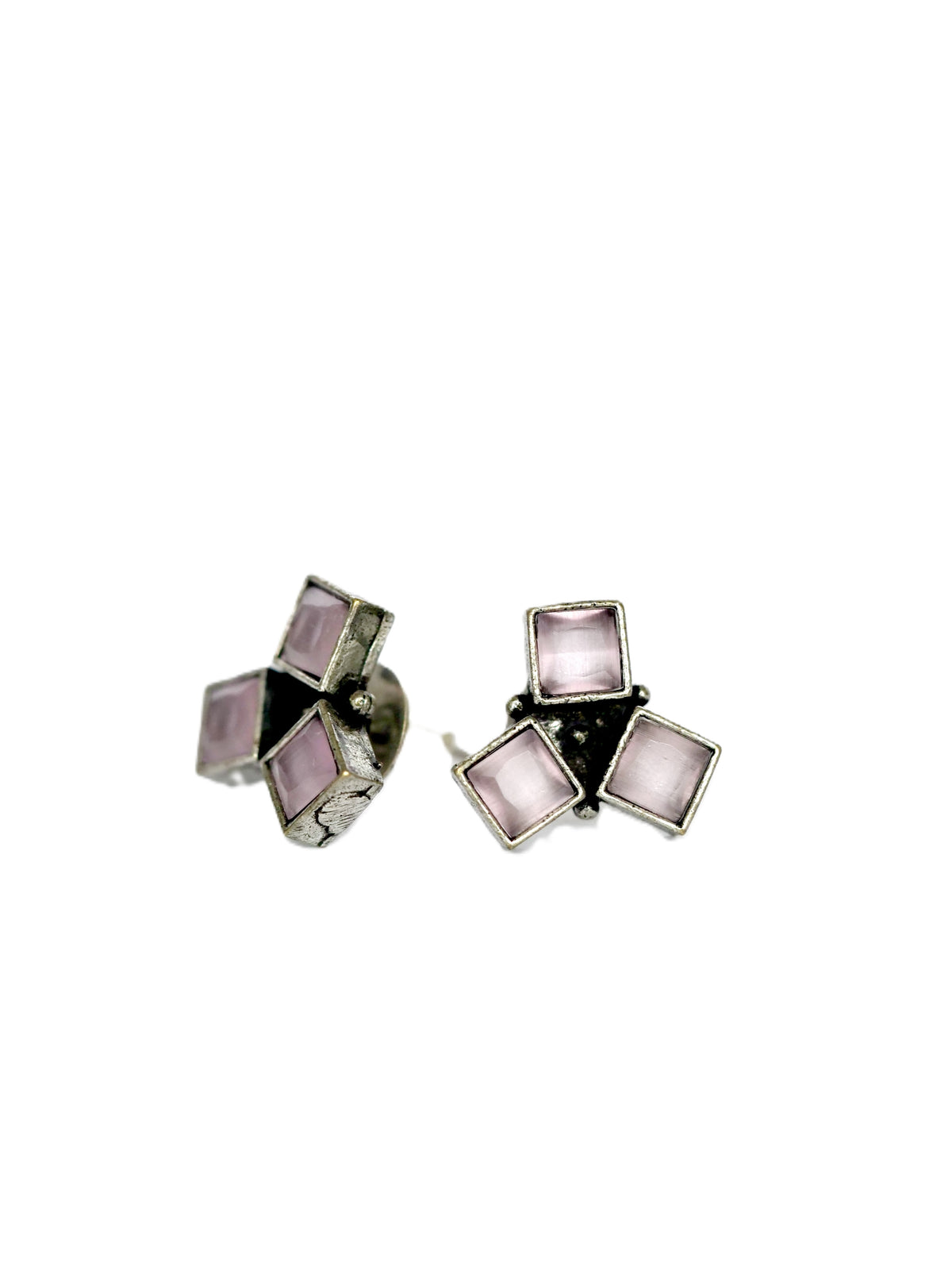 The Three-Stone Oxidised  Stud Earrings