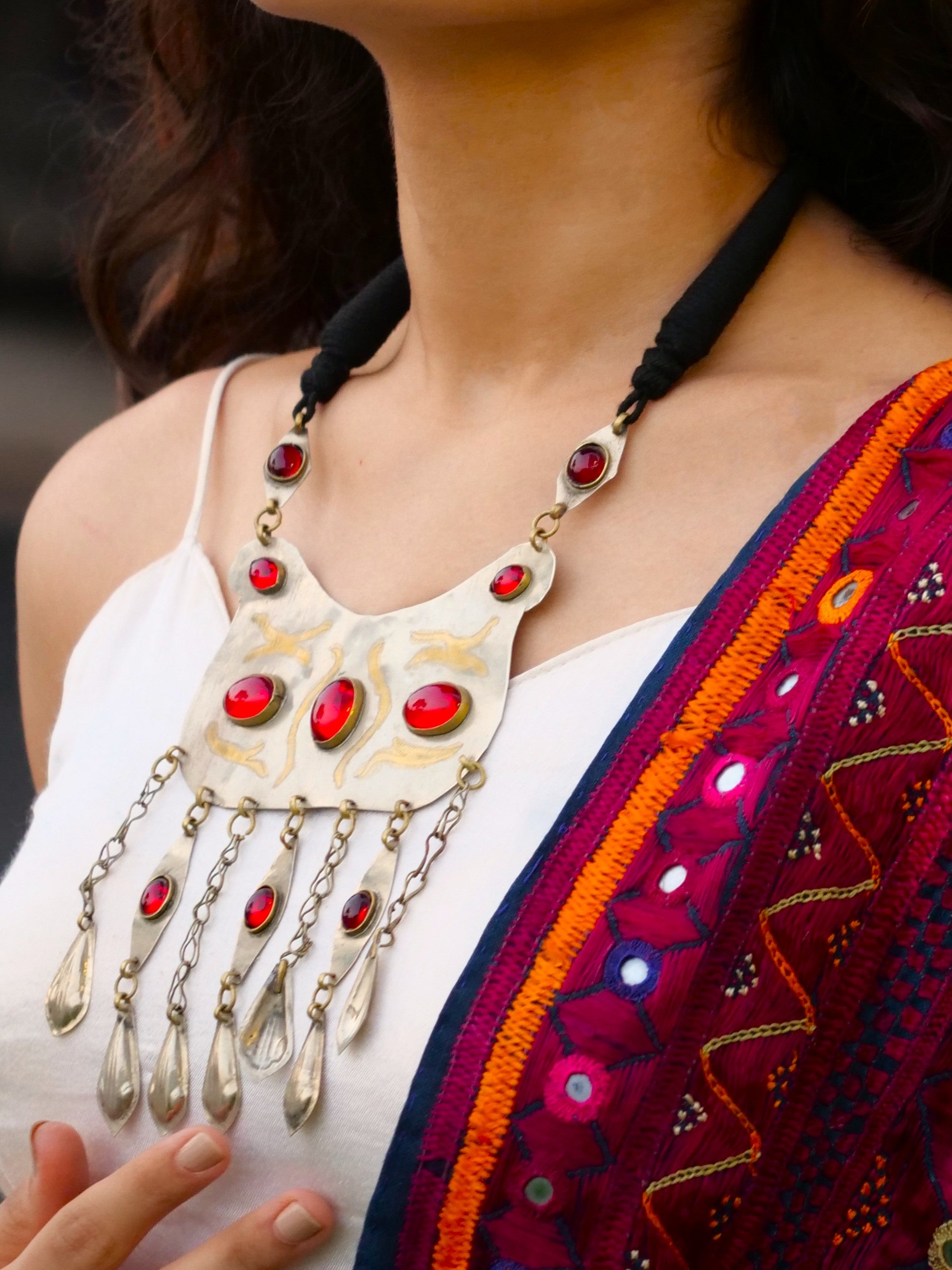 Tribal Art Afghani All Eyes Here Statement Necklace